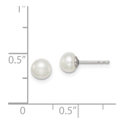 Sterling Silver Freshwater Cultured Pearl Button Stud Earrings – view 6
