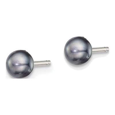 Sterling Silver Black Freshwater Cultured Pearl Button Stud Earrings – view 3