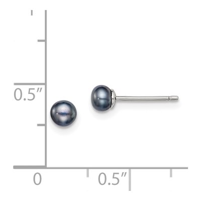 Sterling Silver Black Freshwater Cultured Pearl Button Stud Earrings – view 5