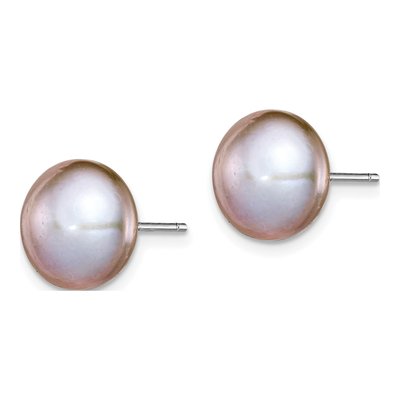 Sterling Silver Grey Freshwater Cultured Pearl Button Stud Earrings – view 3