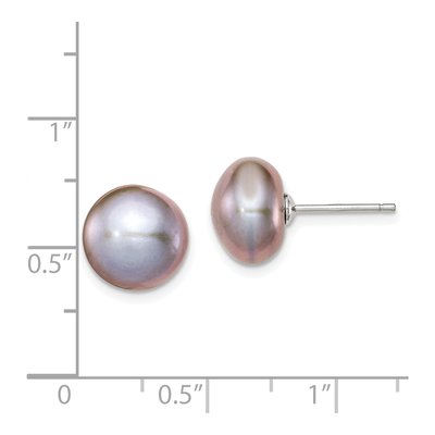 Sterling Silver Grey Freshwater Cultured Pearl Button Stud Earrings – view 5