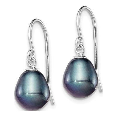 Sterling Silver Black Freshwater Cultured Pearl Dangle Earrings – view 3