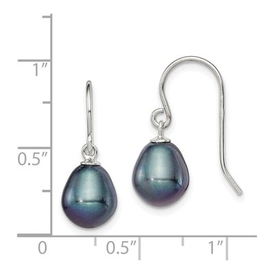 Sterling Silver Black Freshwater Cultured Pearl Dangle Earrings – view 5
