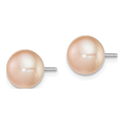 Sterling Silver Pink Freshwater Cultured Pearl Button Stud Earrings – view 3