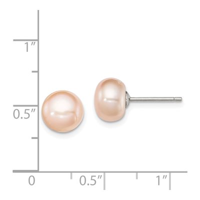 Sterling Silver Pink Freshwater Cultured Pearl Button Stud Earrings – view 5