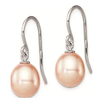 Sterling Silver Pink Freshwater Cultured Pearl Teardrop Dangle Earrings – view 2