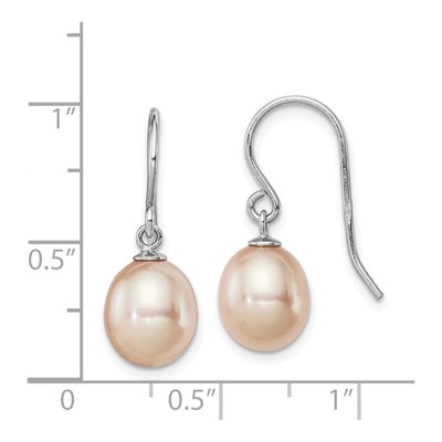 Sterling Silver Pink Freshwater Cultured Pearl Teardrop Dangle Earrings – view 4