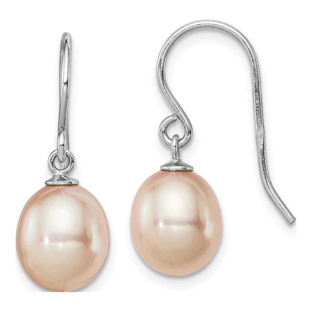 Sterling Silver Pink Pearl Teardrop Dangle Earrings
