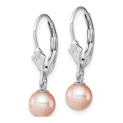 Sterling Silver Pink Freshwater Cultured Pearl Leverback Earrings – view 2