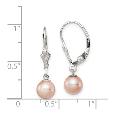 Sterling Silver Pink Freshwater Cultured Pearl Leverback Earrings – view 4