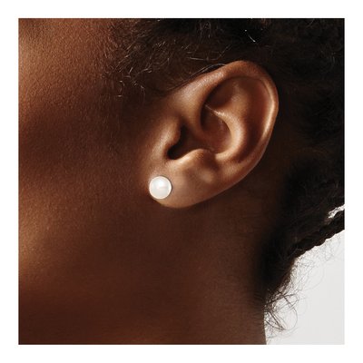 Sterling Silver Freshwater Cultured Pearl Button Stud Earrings – view 4