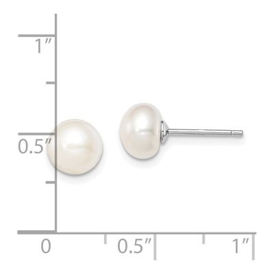 Sterling Silver Freshwater Cultured Pearl Button Stud Earrings – view 5