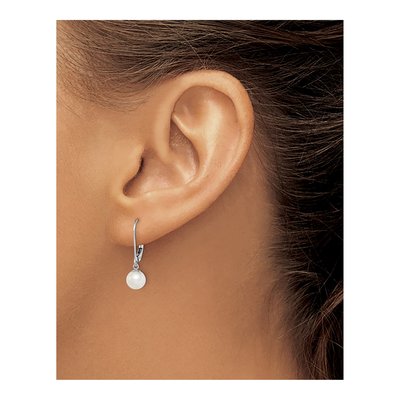 Sterling Silver Freshwater Cultured Pearl Leverback Earrings – view 3