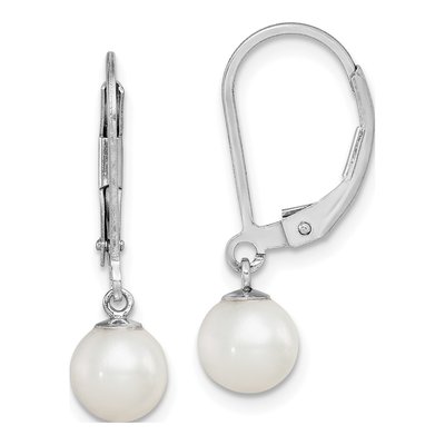 Sterling Silver Freshwater Cultured Pearl Leverback Earrings