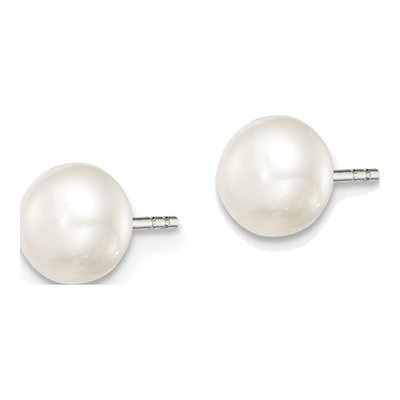 Sterling Silver Freshwater Cultured Pearl Button Stud Earrings – view 4