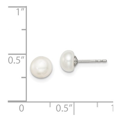 Sterling Silver Freshwater Cultured Pearl Button Stud Earrings – view 6