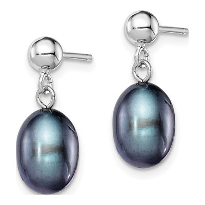 Sterling Silver Black Freshwater Cultured Pearl Dangle Earrings – view 3