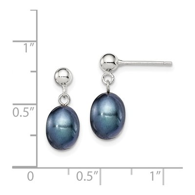 Sterling Silver Black Freshwater Cultured Pearl Dangle Earrings – view 5