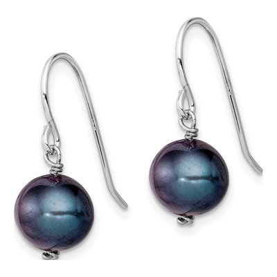 Sterling Silver Black Freshwater Cultured Pearl Dangle Earrings – view 3