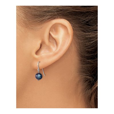 Sterling Silver Black Freshwater Cultured Pearl Dangle Earrings – view 4