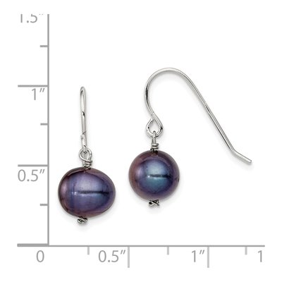Sterling Silver Black Freshwater Cultured Pearl Dangle Earrings – view 5