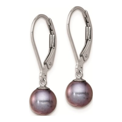 Sterling Silver Black Freshwater Cultured Pearl Leverback Earrings – view 2