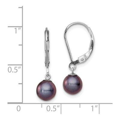 Sterling Silver Black Freshwater Cultured Pearl Leverback Earrings – view 4