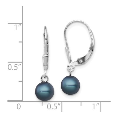 Sterling Silver Black Freshwater Cultured Pearl Leverback Earrings – view 4