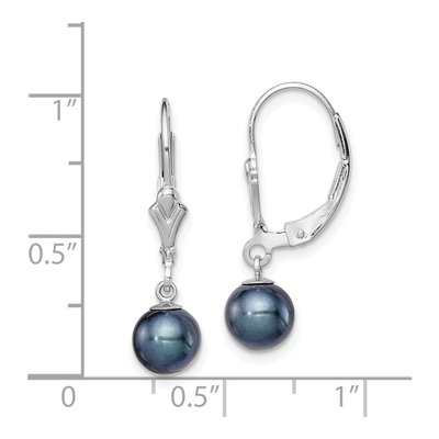 Sterling Silver Black Freshwater Cultured Pearl Leverback Earrings – view 5