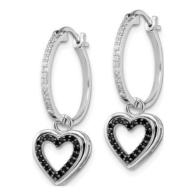 Sterling Silver 0.3 ct tw 30mm Diamond Heart Hoop Earrings – view 3