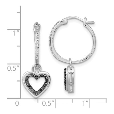 Sterling Silver 0.3 ct tw 30mm Diamond Heart Hoop Earrings – view 5