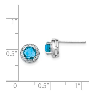 Sterling Silver 1/15 ct tw 5mm Round Swiss Blue Topaz & Diamond Stud Earrings – view 5
