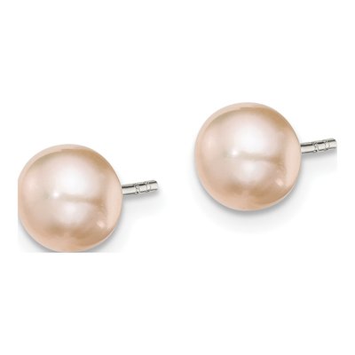 Sterling Silver Pink Freshwater Cultured Pearl Button Stud Earrings – view 3