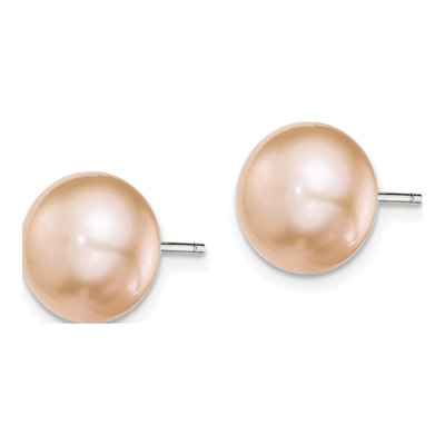 Sterling Silver Pink Freshwater Cultured Pearl Button Stud Earrings – view 3
