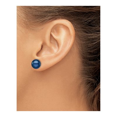 Sterling Silver Black Freshwater Cultured Pearl Button Stud Earrings – view 4
