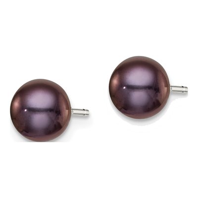 Sterling Silver Black Freshwater Cultured Pearl Button Stud Earrings – view 3