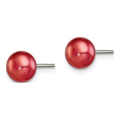 Sterling Silver Freshwater Cultured Pearl Button Stud Earrings – view 3