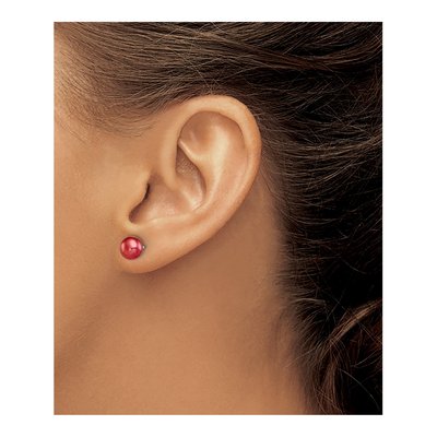 Sterling Silver Freshwater Cultured Pearl Button Stud Earrings – view 4