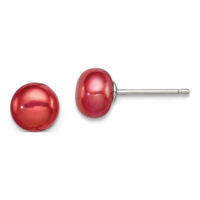 Sterling Silver Freshwater Cultured Pearl Button Stud Earrings
