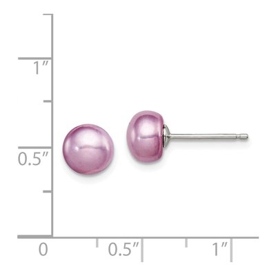 Sterling Silver Purple Freshwater Cultured Pearl Button Stud Earrings – view 6
