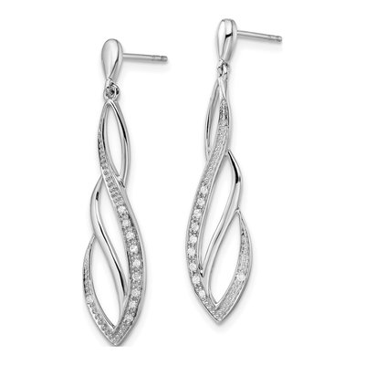 Sterling Silver 1/10 ct tw Diamond Dangle Earrings – view 3