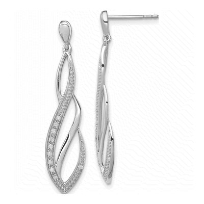Sterling Silver 1/10 ct tw Diamond Dangle Earrings