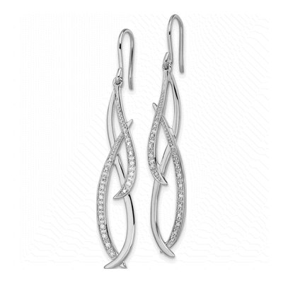 Sterling Silver 1/10 ct tw Diamond Dangle Earrings – view 3