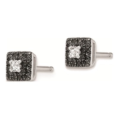 Sterling Silver 1/7 ct tw Round Diamond Square Stud Earrings – view 3