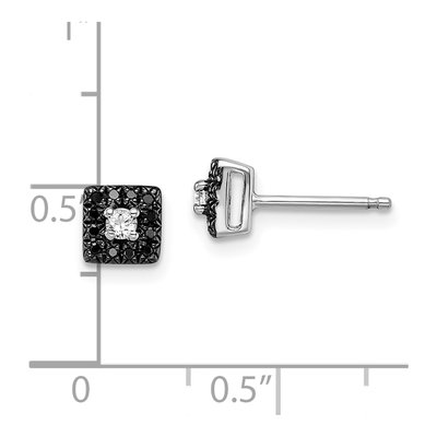 Sterling Silver 1/7 ct tw Round Diamond Square Stud Earrings – view 5