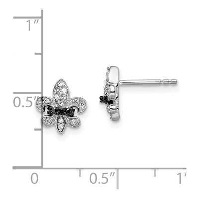 Sterling Silver 1/7 ct tw Round Diamond Fleur de Lis Stud Earrings – view 5