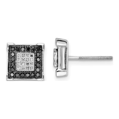 Sterling Silver 0.36 ct tw 1.1mm Round Diamond Square Stud Earrings