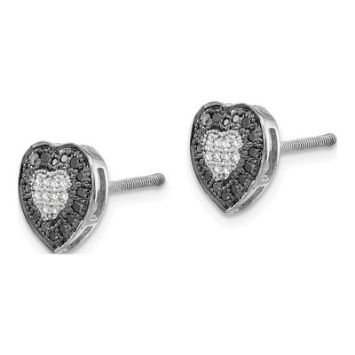 Sterling Silver 0.26 ct tw 0.9mm Round Diamond Heart Stud Earrings – view 3