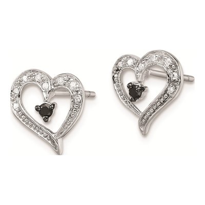 Sterling Silver 1/7 ct tw 0.8mm Round Diamond Heart Stud Earrings – view 3