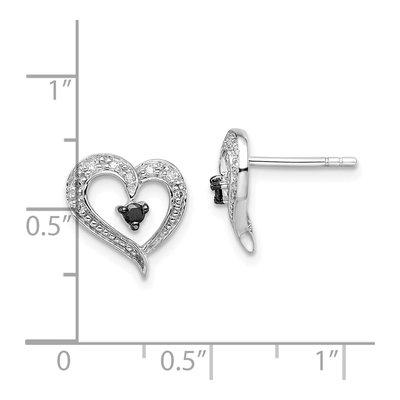 Sterling Silver 1/7 ct tw 0.8mm Round Diamond Heart Stud Earrings – view 5